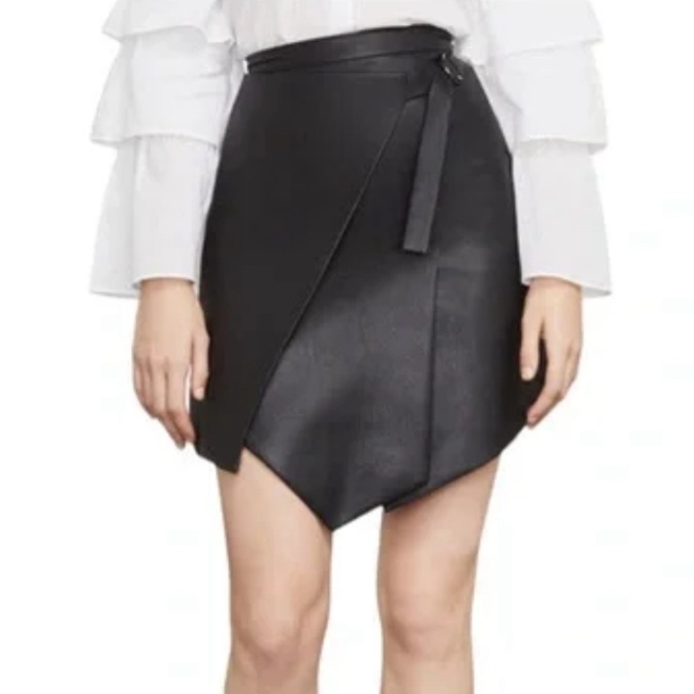 BCBG faux leather asymmetric skirt